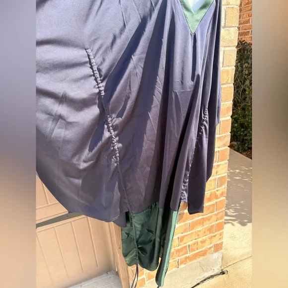 Faari Elegant Navy and Green V-Neck Kaftan Dress Large - Picture 5 of 7